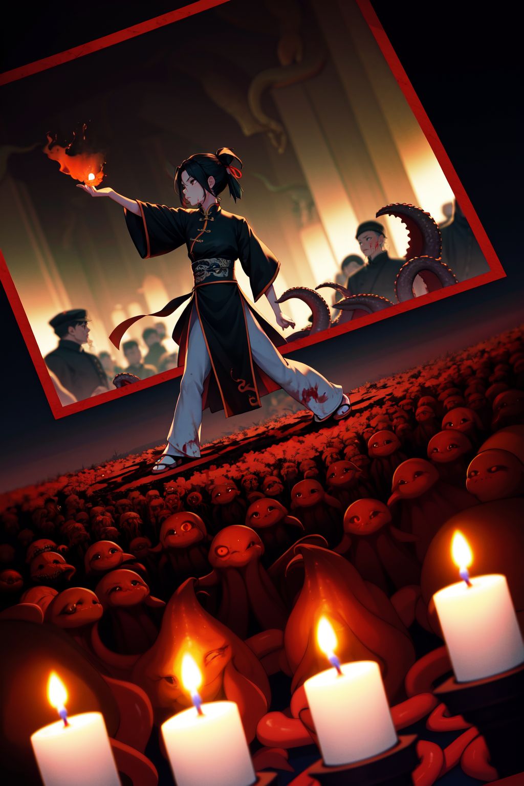 250618-3221031810-Evil God,1girl,Blood,Candle,Terror,Big picture,Sacrifice,(Panorama_1.3),(wide angle_1.3),Cthulhu,Green Light,Unnamed,chinese ele.jpg